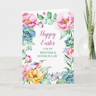Floral Happy Easter Brother and Sister in Law Holiday Card