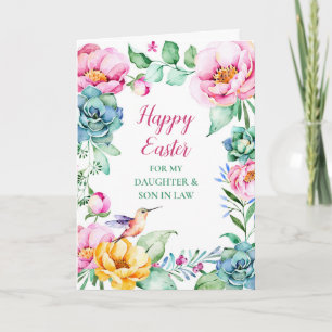 Floral Happy Easter Daughter Son in Law Holiday Card
