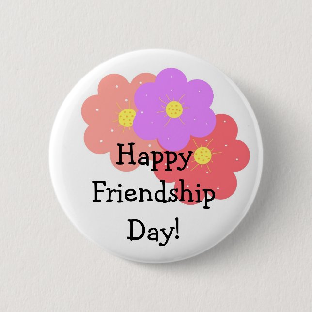 Floral Happy Friendship Day 6 Cm Round Badge (Front)