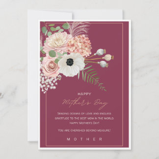 Floral Happy Mothers Day Card Elegant Gift for Mum