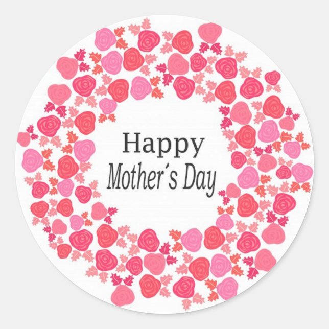Floral Happy Mothers Day Classic Round Sticker (Front)