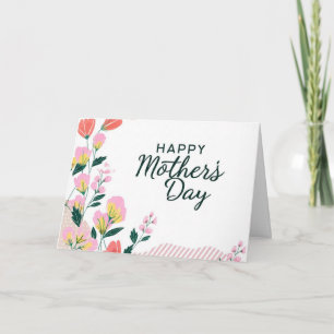 Floral  Happy Mothers Day Pink Orange Yellow Card