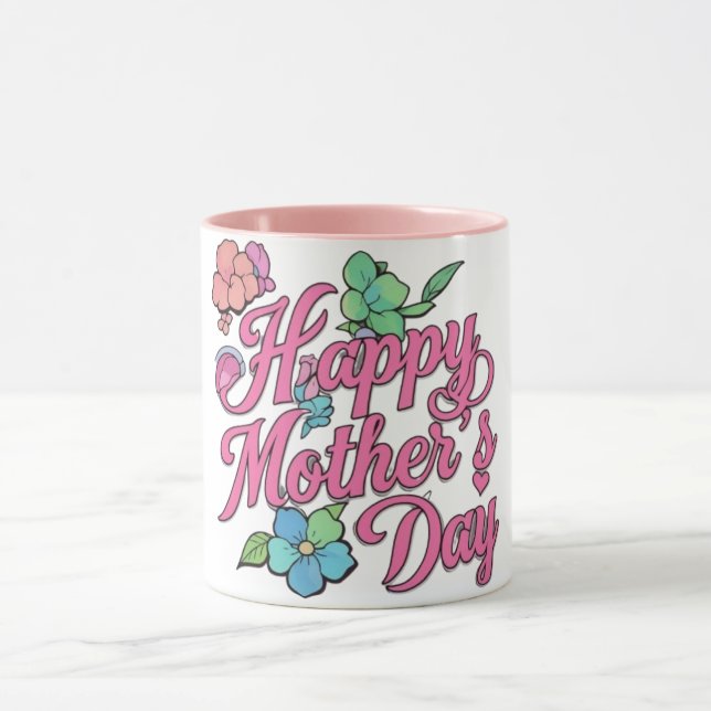 Floral Happy Mother's Day Script Mug (Center)