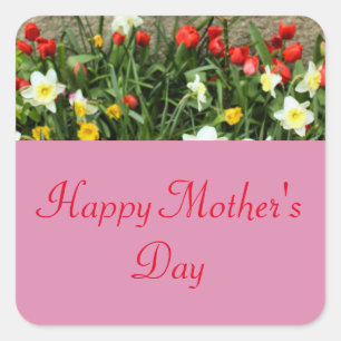 FLORAL HAPPY MOTHER'S DAY SQUARE STICKER