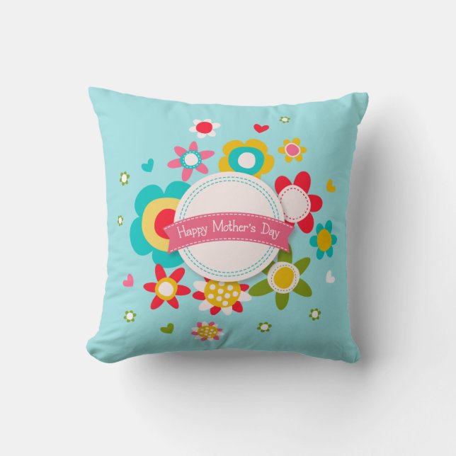 Floral Happy Mother's Day | Throw Pillow (Front)