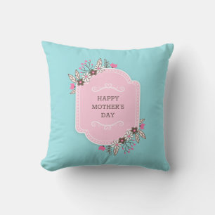 Floral Happy Mother's Day   Throw Pillow