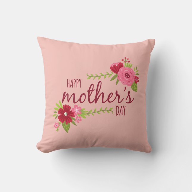 Floral Happy Mother's Day | Throw Pillow (Front)