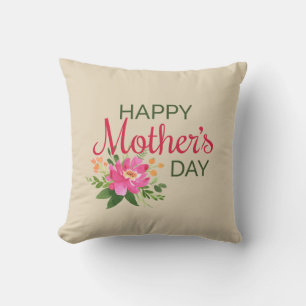Floral Happy Mother's Day   Throw Pillow