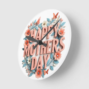 Floral Happy Mother's Day Wall Clock