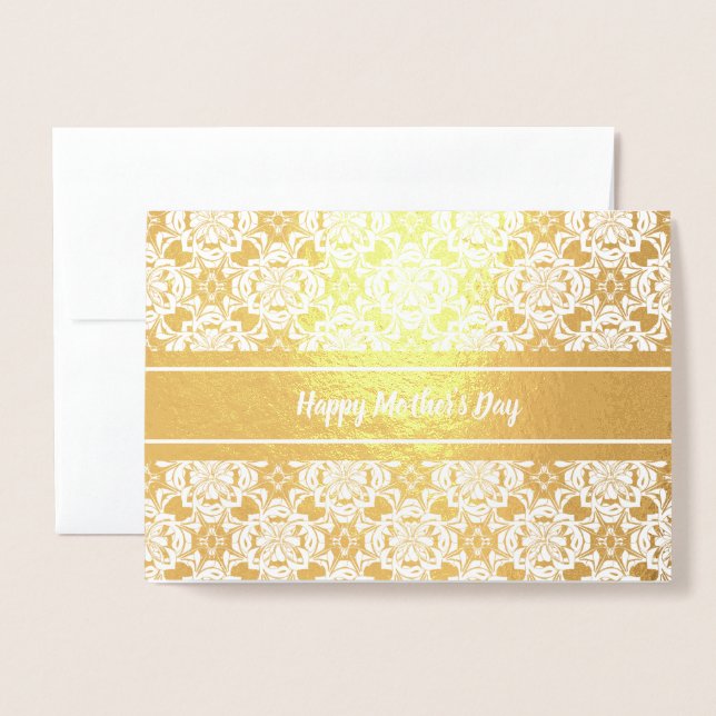 Floral Happy Mother's Day with Custom Text Foil Card (Front With Envelope)