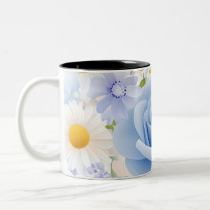 Floral Harmony: A Colourful Bouquet Pattern Two-Tone Coffee Mug