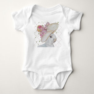 Floral Hat Bunny art Baby suit Bodysuit