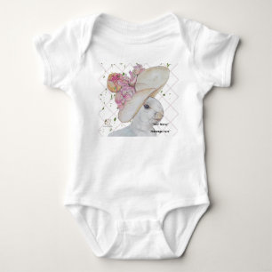 Floral Hat Bunny art Baby suit Bodysuit