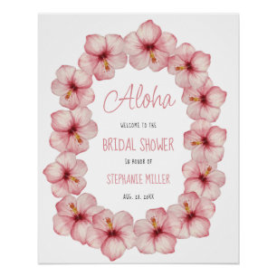 Floral Hawaiian Lei Bridal Shower Welcome Sign