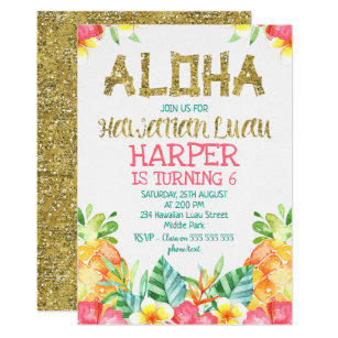 Floral Hawaiian Luau Birthday Invitation