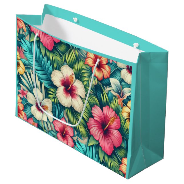 Floral Hawaiian/tropical Large Gift Bag (Front Angled)