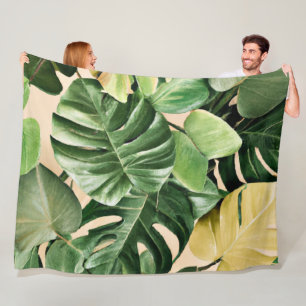 Floral/Hawaiian/Tropical leaf Fleece Blanket
