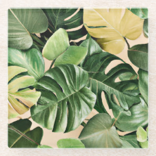 Floral/Hawaiian/Tropical leaf Glass Coaster