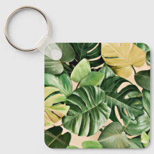 Floral/Hawaiian/Tropical leaf Key Ring