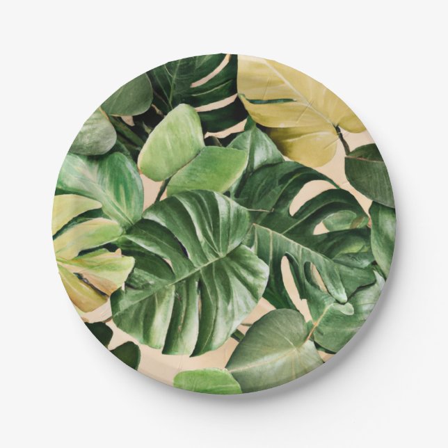 Floral/Hawaiian/Tropical leaf Paper Plate (Front)