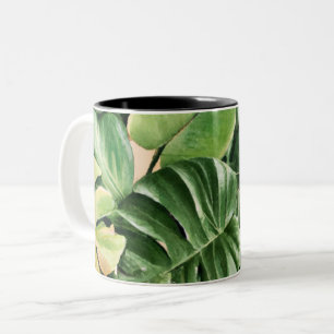 Floral/Hawaiian/Tropical leaf Two-Tone Coffee Mug