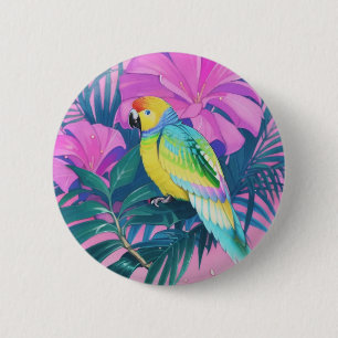 Floral/Hawaiian/Tropical/parrot 6 Cm Round Badge