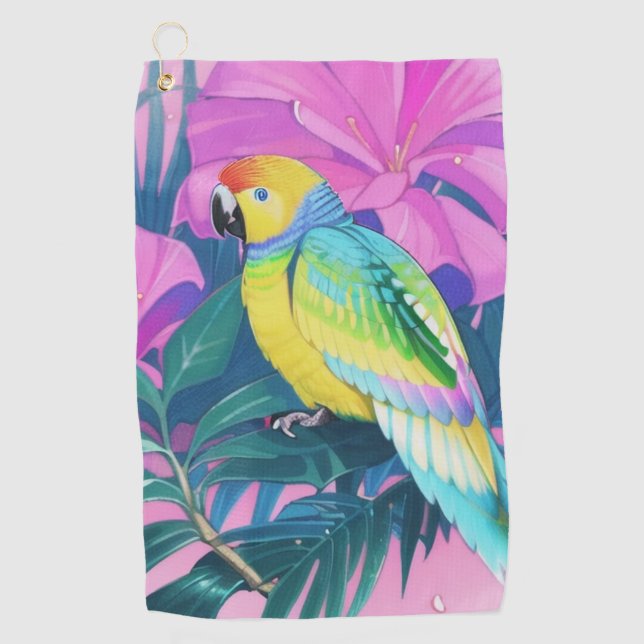 Floral/Hawaiian/Tropical/parrot  Golf Towel (Front)