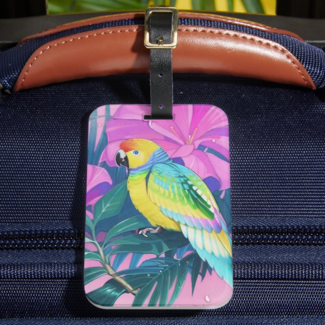 Floral/Hawaiian/Tropical/parrot  Luggage Tag (Front Insitu 2)