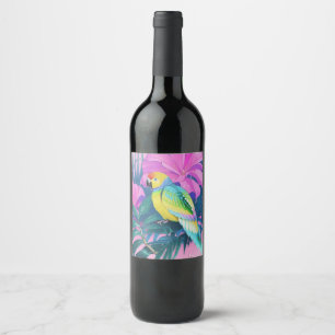 Floral/Hawaiian/Tropical/parrot  Wine Label