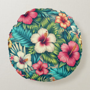 Floral Hawaiian/tropical Round Cushion