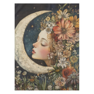 Floral Headdress & Crescent Moon 2 Tablecloth