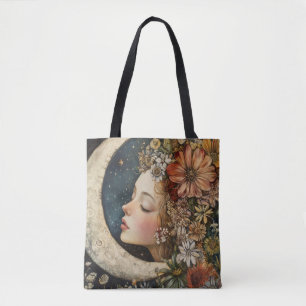 Floral Headdress & Crescent Moon 2 Tote Bag