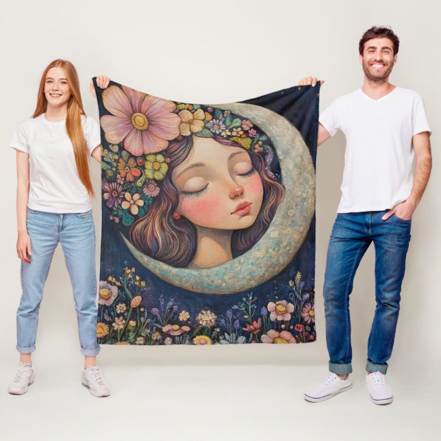 Floral Headdress & Crescent Moon Fleece Blanket (In Situ)