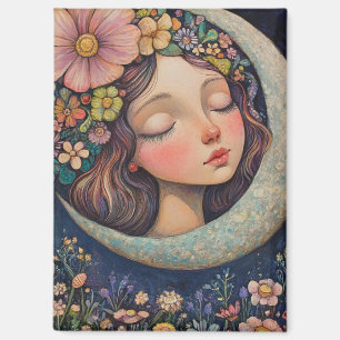 Floral Headdress & Crescent Moon Magnet