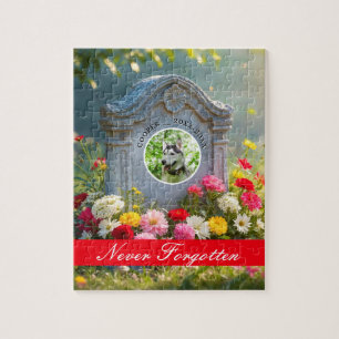 Floral Headstone Pet Tribute Photo Dog Memorial Jigsaw Puzzle