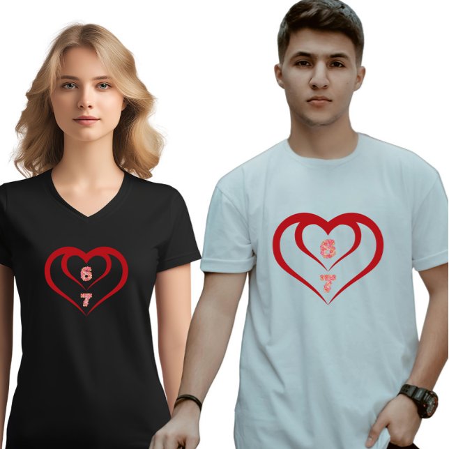 Floral Heart 6 7 Meme Valentine Matching T-Shirt (Creator Uploaded)