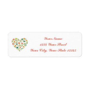 Floral Heart Address Label Return Address Label