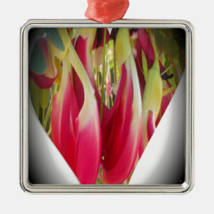 Floral Heart Art Print Metal Ornament