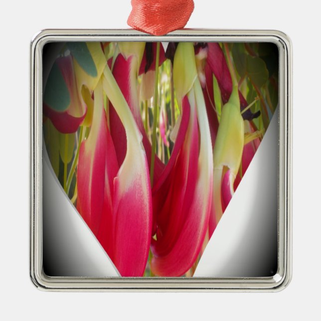 Floral Heart Art Print Metal Ornament (Front)