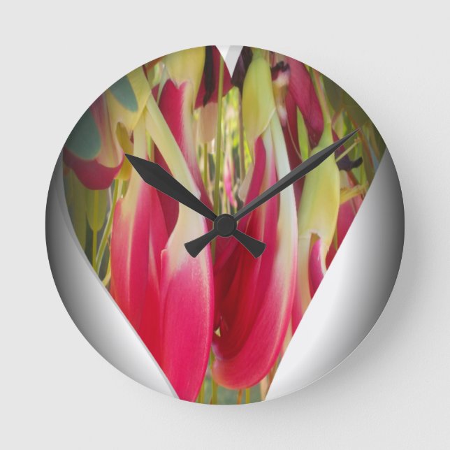 Floral Heart Art Print Round Clock (Front)