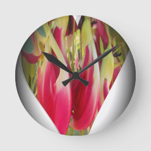 Floral Heart Art Print Round Clock