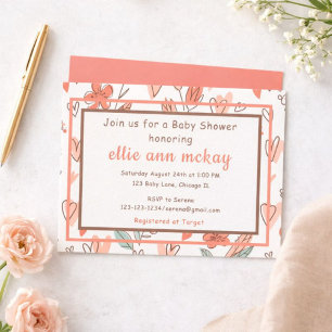 Floral Heart Baby Shower Invitation