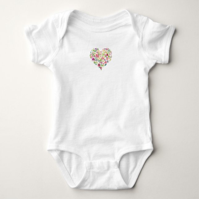 Floral Heart Baby Shower Sweet Pink Mum Love Bodysuit (Front)