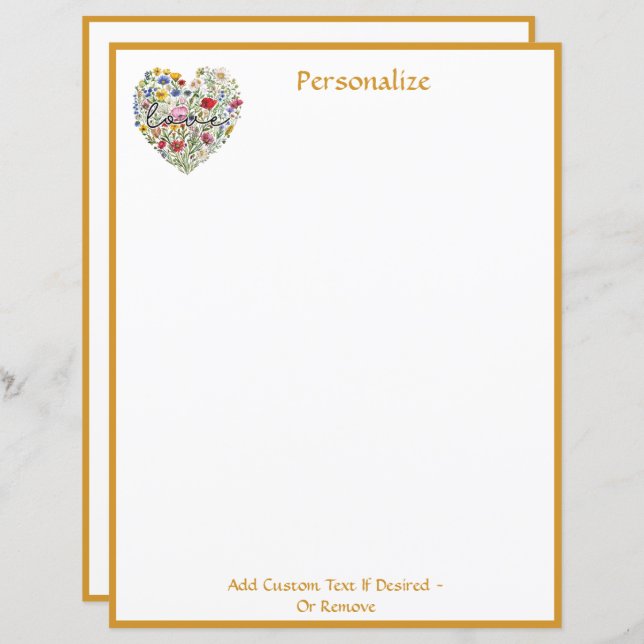 Floral Heart Bouquet Love Elegant Chic Personalise (Front/Back)