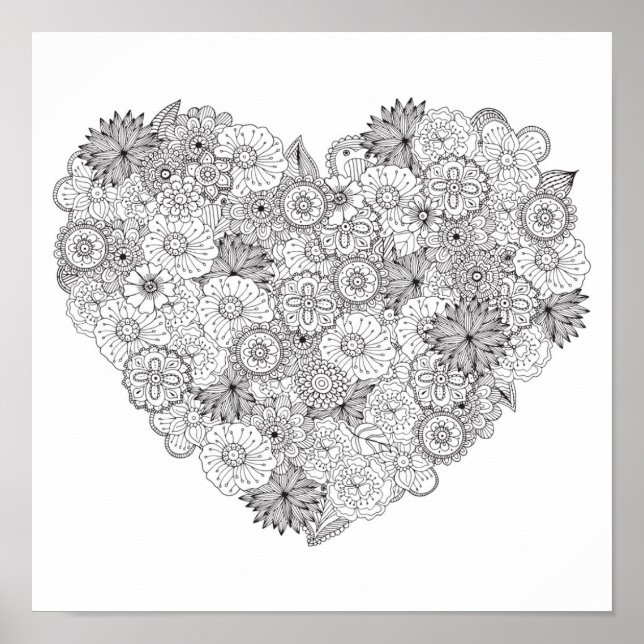 Floral Heart Doodle 2 Poster (Front)