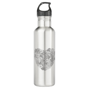 Floral Heart Doodle 710 Ml Water Bottle