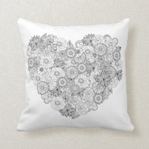 Floral Heart Doodle Cushion