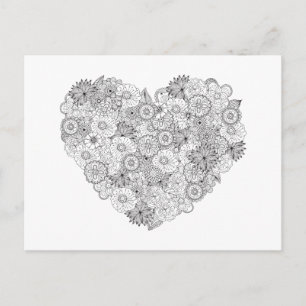 Floral Heart Doodle Postcard