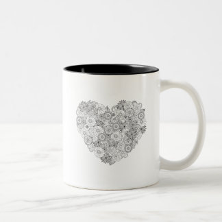 Floral Heart Doodle Two-Tone Coffee Mug