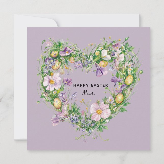 Floral Heart Easter Card for Mum (Front)